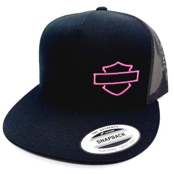 American Bar & Shield 80s Flat Bill Snapback Baseball Cap Hat Pink Embroider HD main image 4